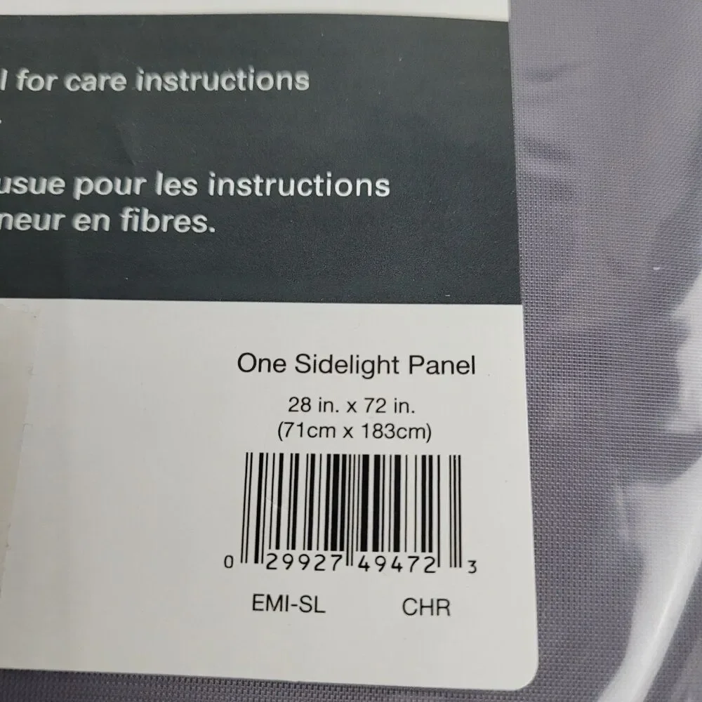 NEW No. 918 Emily Sheer Voile Sidelight Panel (1) 28 X 72 inch, color Charcoal
